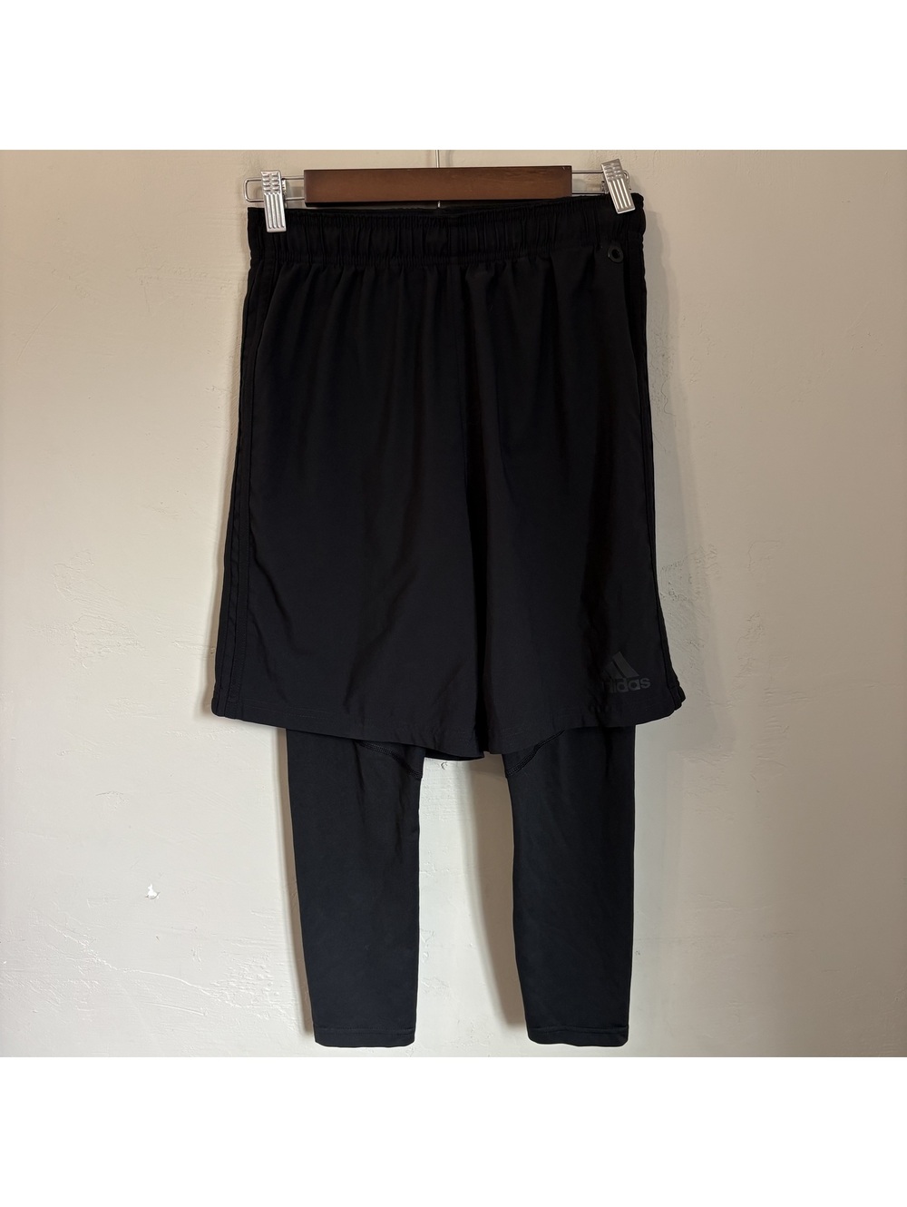 Adidas Mens Climalite 2-in-1 Running Shorts Compression Tights Black Size Small
